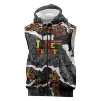 Juneteenth Freedom Day Personalized Grunge Ethnic Motif Sleeveless Zip Hoodie Black History