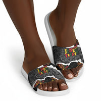 Juneteenth Freedom Day Grunge Ethnic Motif Slide Sandals Black History