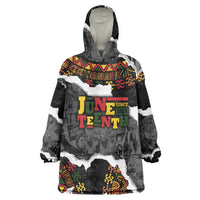Juneteenth Freedom Day Personalized Grunge Ethnic Motif Wearable Blanket Hoodie Black History