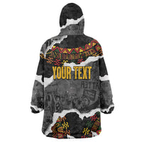 Juneteenth Freedom Day Personalized Grunge Ethnic Motif Wearable Blanket Hoodie Black History