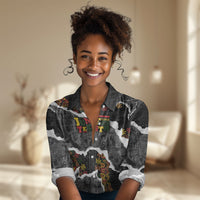 Juneteenth Freedom Day Personalized Grunge Ethnic Motif Women Casual Shirt Black History