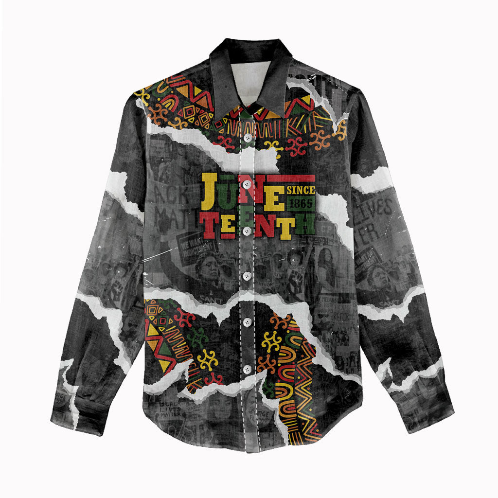 Juneteenth Freedom Day Personalized Grunge Ethnic Motif Women Casual Shirt Black History