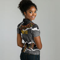 Juneteenth Freedom Day Personalized Grunge Ethnic Motif Women Polo Shirt Black History