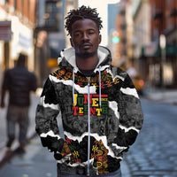 Juneteenth Freedom Day Personalized Grunge Ethnic Motif Zip Hoodie Black History