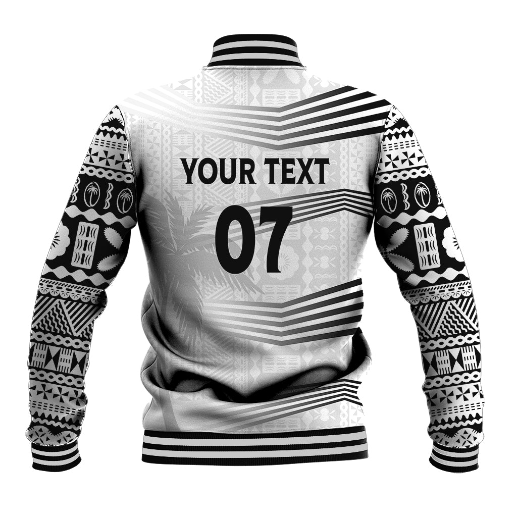 Personalised Fiji Rugby Baseball Jacket Kaiviti WC 2023 Jersey Replica - White LT7 - Wonder Print Shop