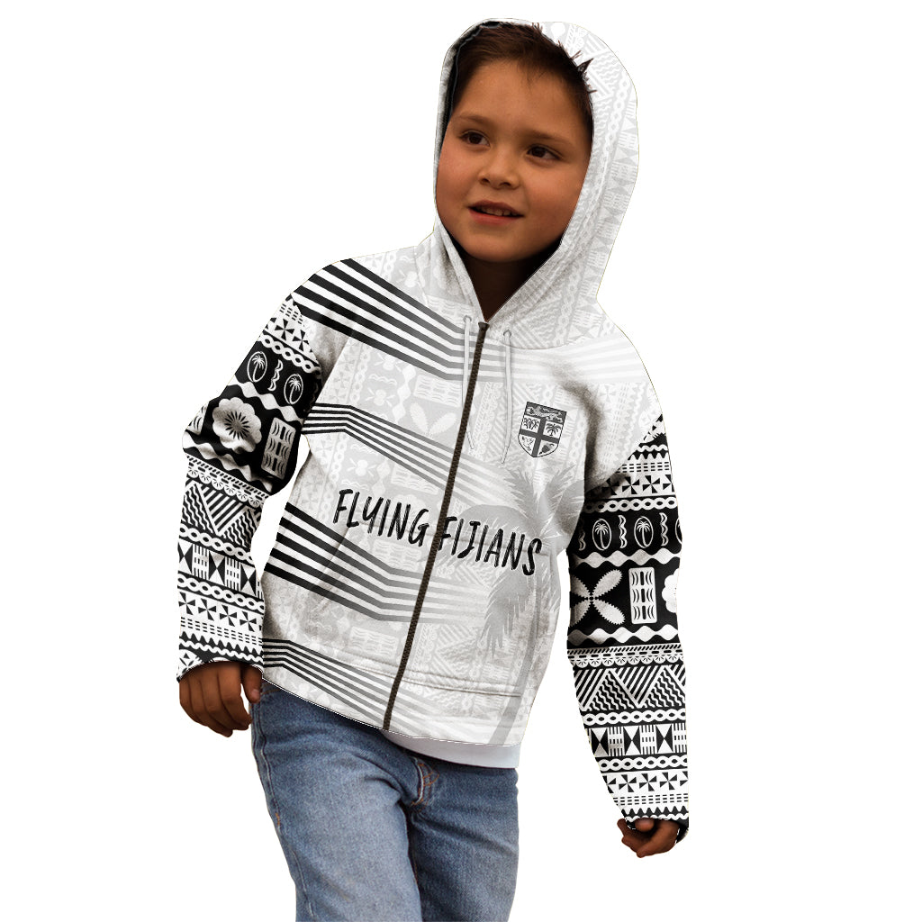 Personalised Fiji Rugby Kid Hoodie Kaiviti WC 2023 Jersey Replica - White - Wonder Print Shop