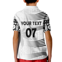 Personalised Fiji Rugby Kid Polo Shirt Kaiviti WC 2023 Jersey Replica - White - Wonder Print Shop