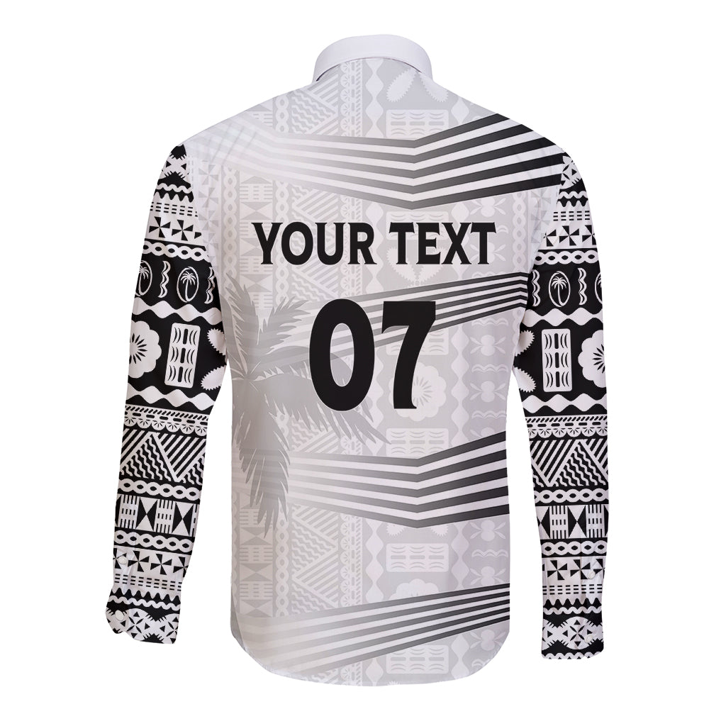 Personalised Fiji Rugby Long Sleeve Button Shirt Kaiviti WC 2023 Jersey Replica - White - Wonder Print Shop