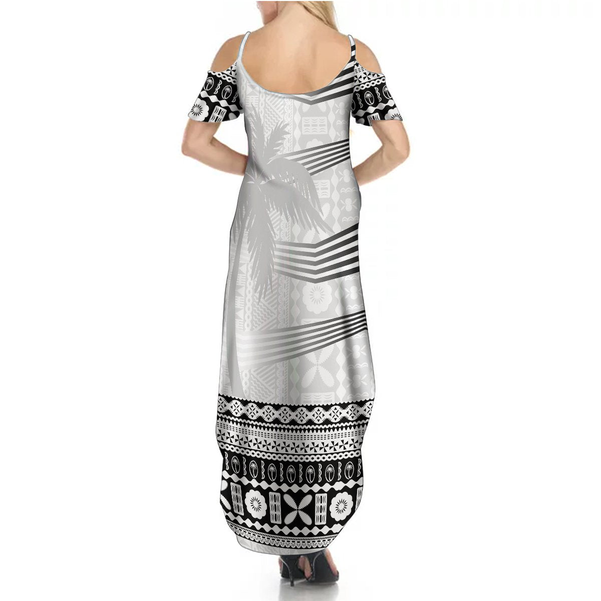 Personalised Fiji Rugby Summer Maxi Dress Kaiviti WC 2023 Jersey Replica - White - Wonder Print Shop