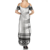 Personalised Fiji Rugby Summer Maxi Dress Kaiviti WC 2023 Jersey Replica - White - Wonder Print Shop