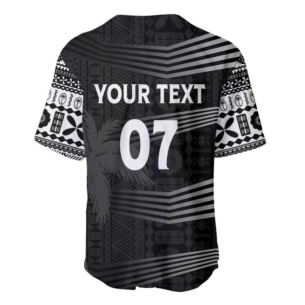 Personalised Fiji Rugby Baseball Jersey Kaiviti WC 2023 Jersey Replica - Black LT7 - Wonder Print Shop