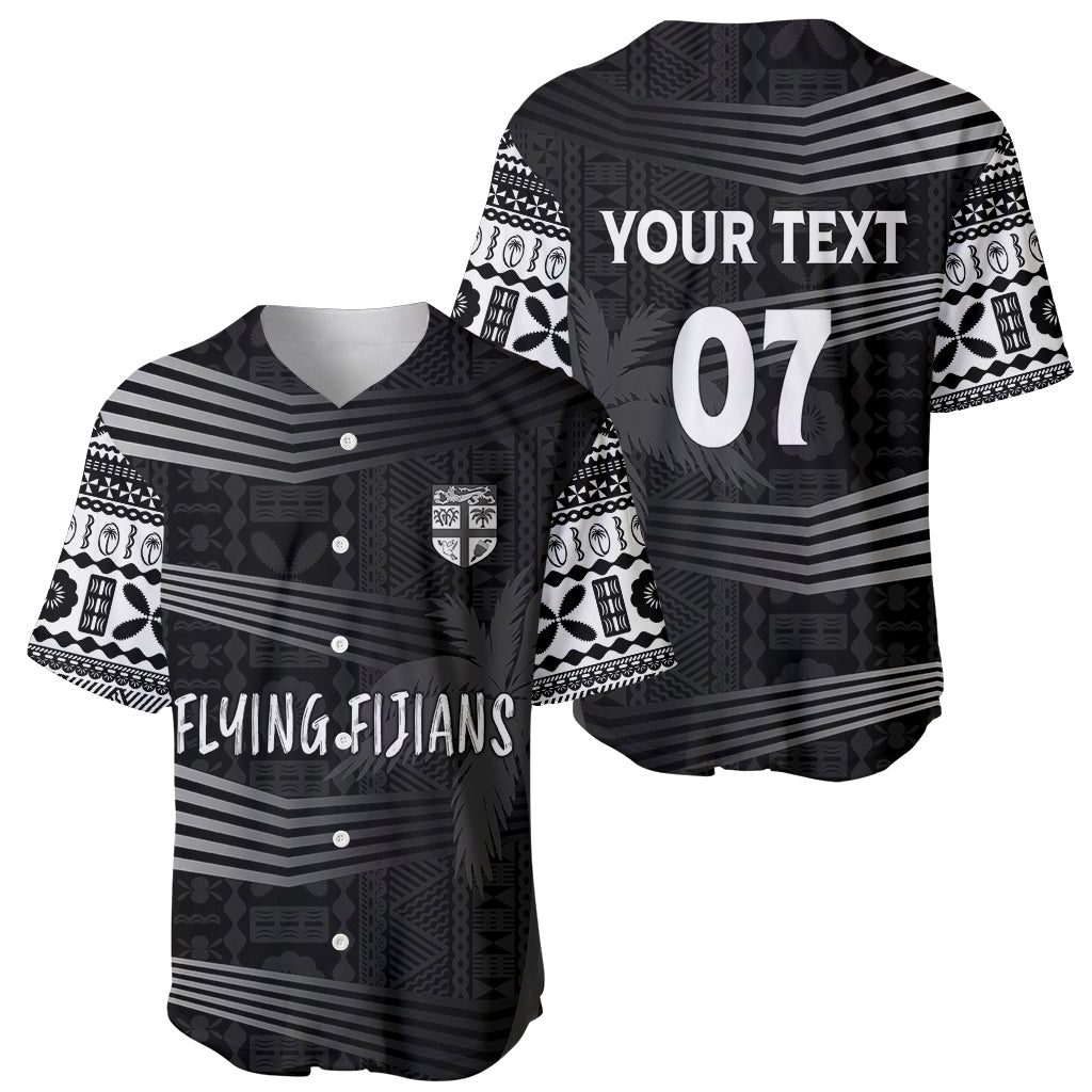 Personalised Fiji Rugby Baseball Jersey Kaiviti WC 2023 Jersey Replica - Black LT7 - Wonder Print Shop