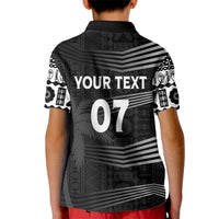 Personalised Fiji Rugby Kid Polo Shirt Kaiviti WC 2023 Jersey Replica - Black - Wonder Print Shop