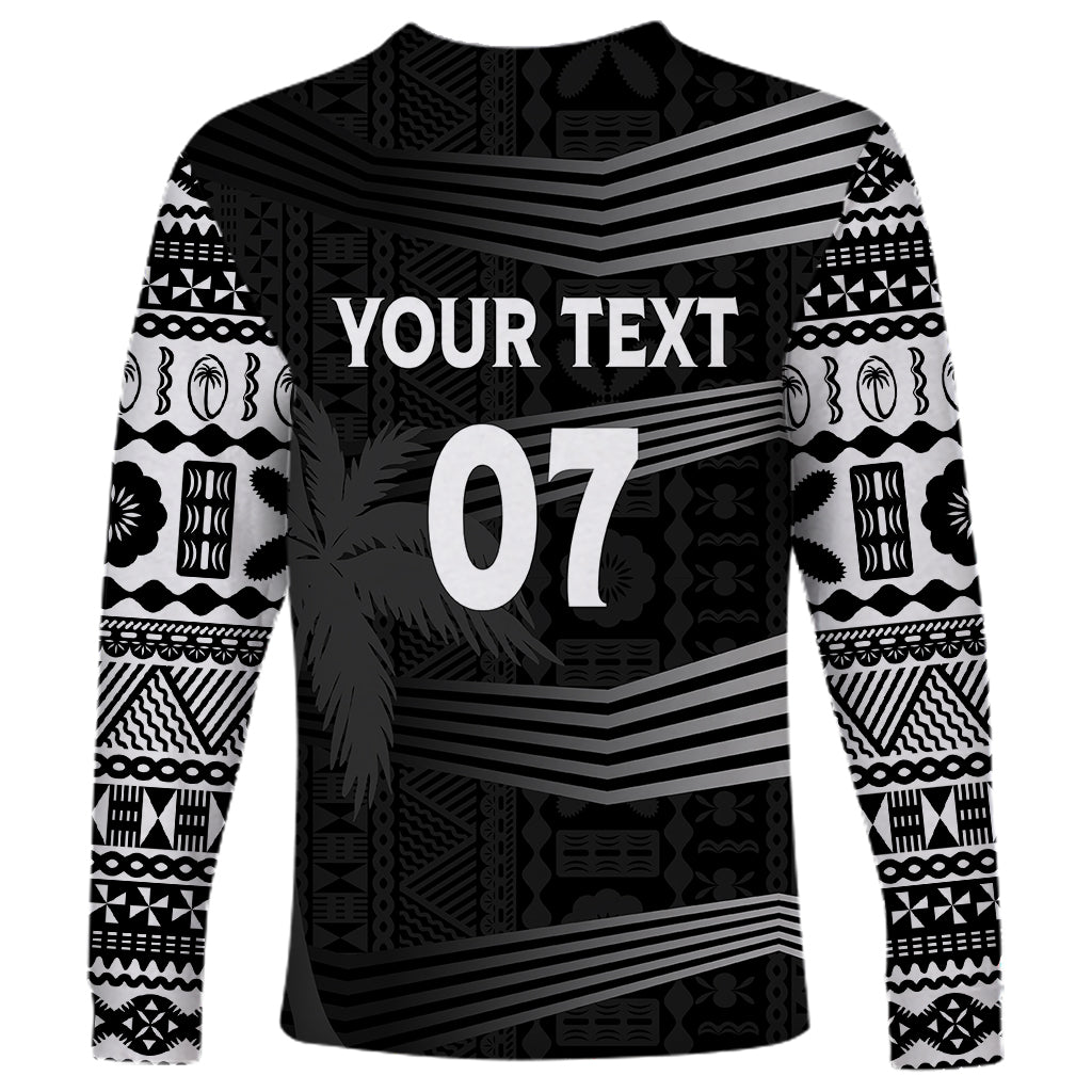 Personalised Fiji Rugby Long Sleeve Shirt Kaiviti WC 2023 Jersey Replica - Black - Wonder Print Shop