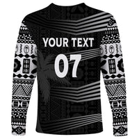 Personalised Fiji Rugby Long Sleeve Shirt Kaiviti WC 2023 Jersey Replica - Black - Wonder Print Shop