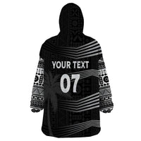 Personalised Fiji Rugby Wearable Blanket Hoodie Kaiviti WC 2023 Jersey Replica - Black - Wonder Print Shop