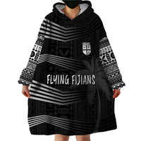 Personalised Fiji Rugby Wearable Blanket Hoodie Kaiviti WC 2023 Jersey Replica - Black - Wonder Print Shop