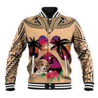 Personalised Polynesian Baseball Jacket Dog Lover With Beagle - Sunset At The Beach LT7 - Wonder Print Shop