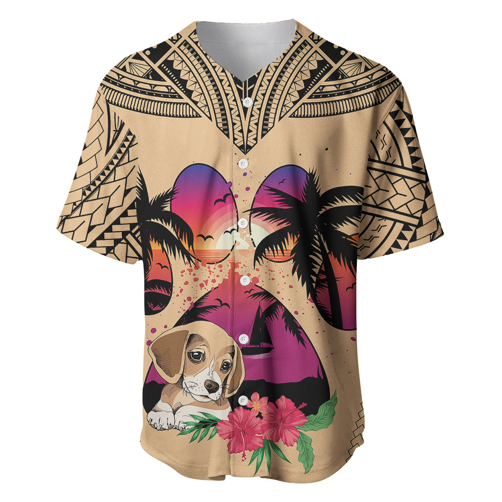 Personalised Polynesian Baseball Jersey Dog Lover With Beagle - Sunset At The Beach LT7 - Wonder Print Shop