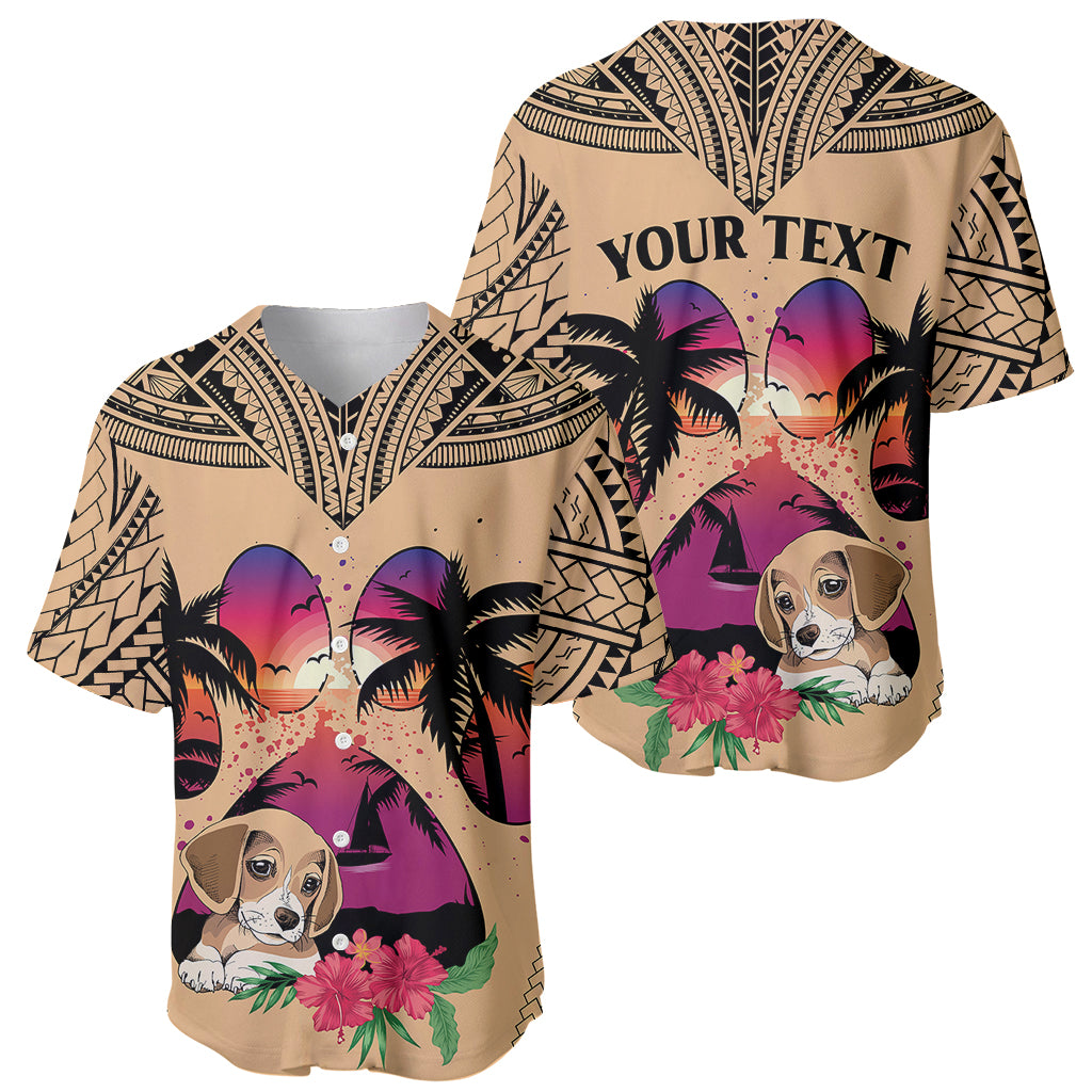 Personalised Polynesian Baseball Jersey Dog Lover With Beagle - Sunset At The Beach LT7 - Wonder Print Shop