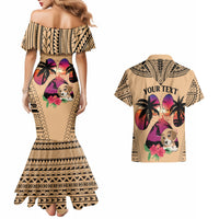 Personalised Polynesian Couples Matching Mermaid Dress And Hawaiian Shirt Dog Lover With Beagle - Sunset At The Beach LT7 - Wonder Print Shop