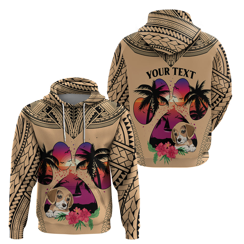 Personalised Polynesian Hoodie Dog Lover With Beagle - Sunset At The Beach - Wonder Print Shop