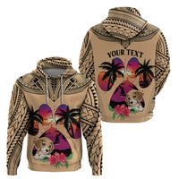Personalised Polynesian Hoodie Dog Lover With Beagle - Sunset At The Beach - Wonder Print Shop