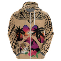 Personalised Polynesian Hoodie Dog Lover With Beagle - Sunset At The Beach - Wonder Print Shop