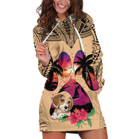 Personalised Polynesian Hoodie Dress Dog Lover With Beagle - Sunset At The Beach - Wonder Print Shop