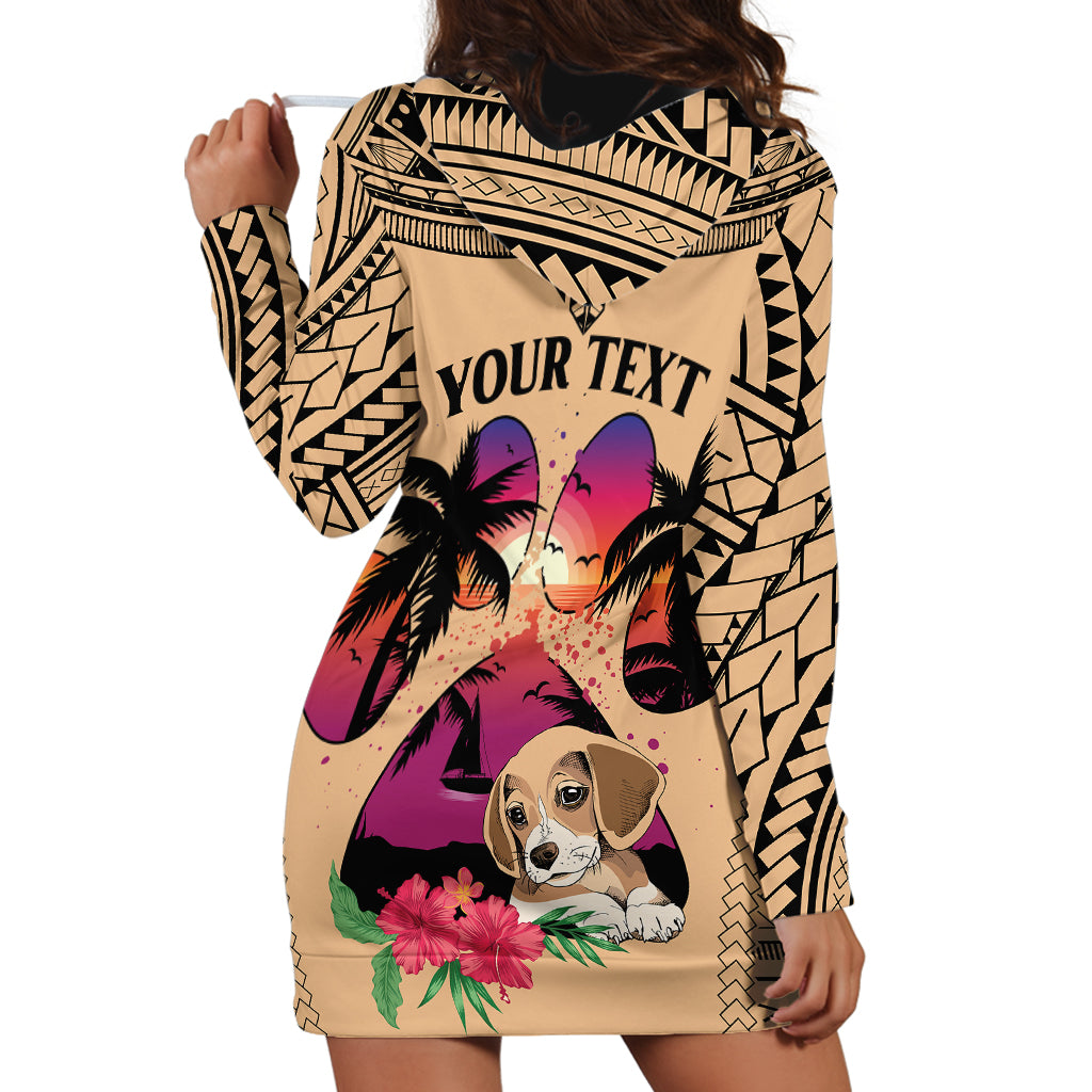 Personalised Polynesian Hoodie Dress Dog Lover With Beagle - Sunset At The Beach - Wonder Print Shop