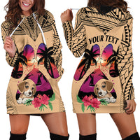 Personalised Polynesian Hoodie Dress Dog Lover With Beagle - Sunset At The Beach - Wonder Print Shop