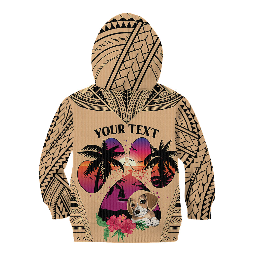 Personalised Polynesian Kid Hoodie Dog Lover With Beagle - Sunset At The Beach - Wonder Print Shop