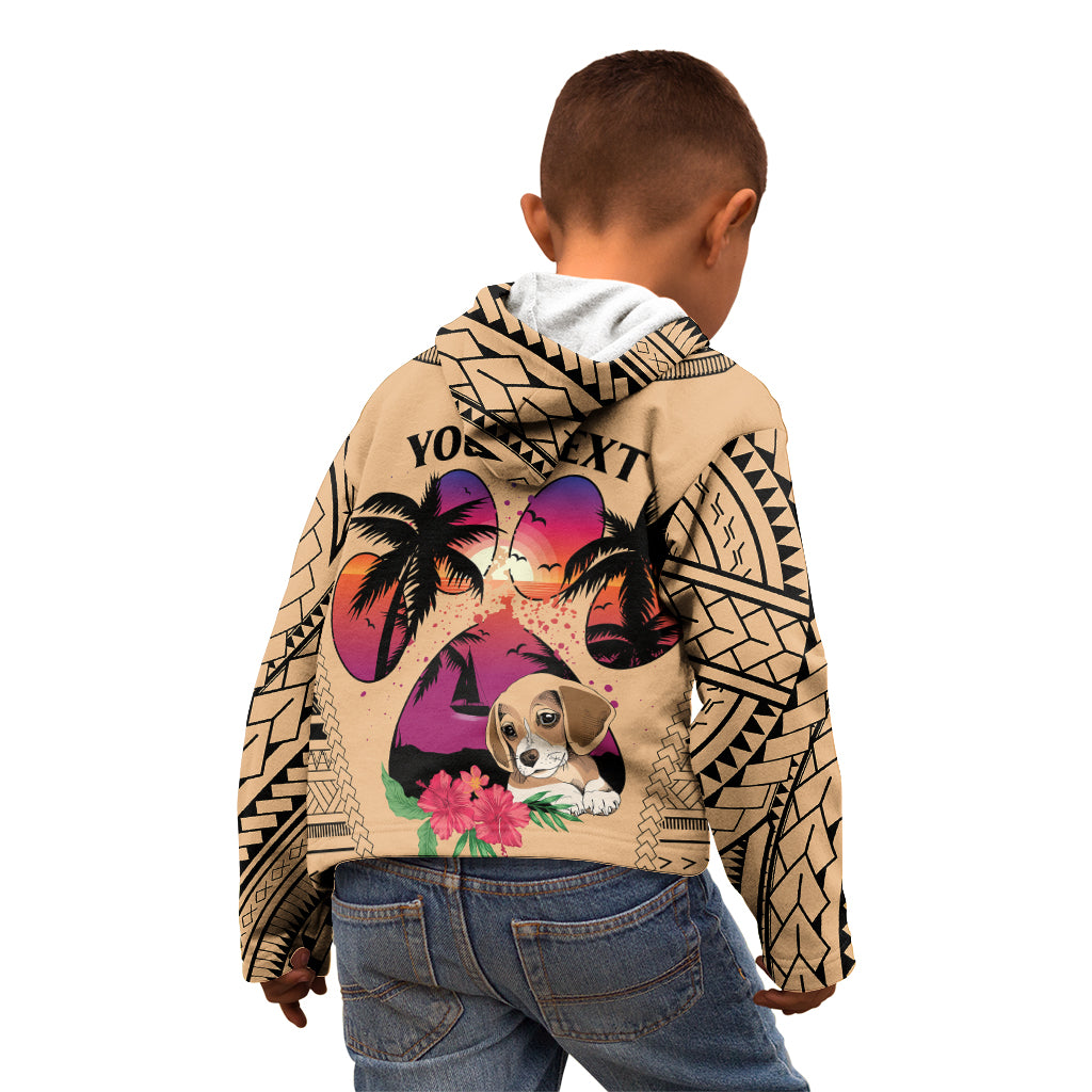 Personalised Polynesian Kid Hoodie Dog Lover With Beagle - Sunset At The Beach - Wonder Print Shop
