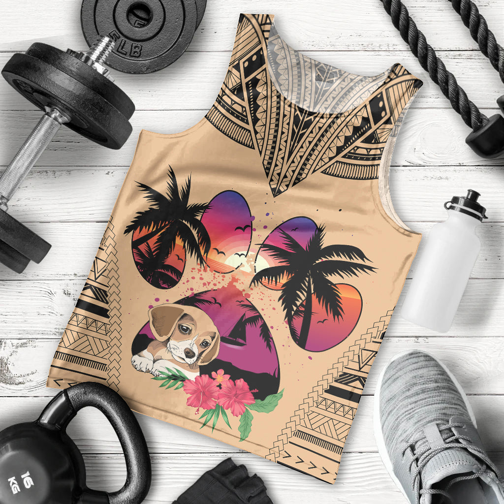 personalised-polynesian-men-tank-top-dog-lover-with-beagle-sunset-at-the-beach
