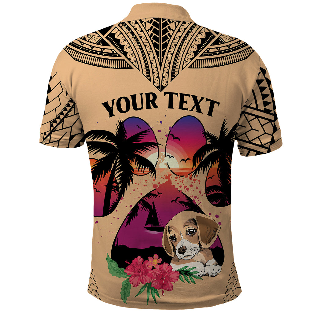 Personalised Polynesian Polo Shirt Dog Lover With Beagle - Sunset At The Beach - Wonder Print Shop