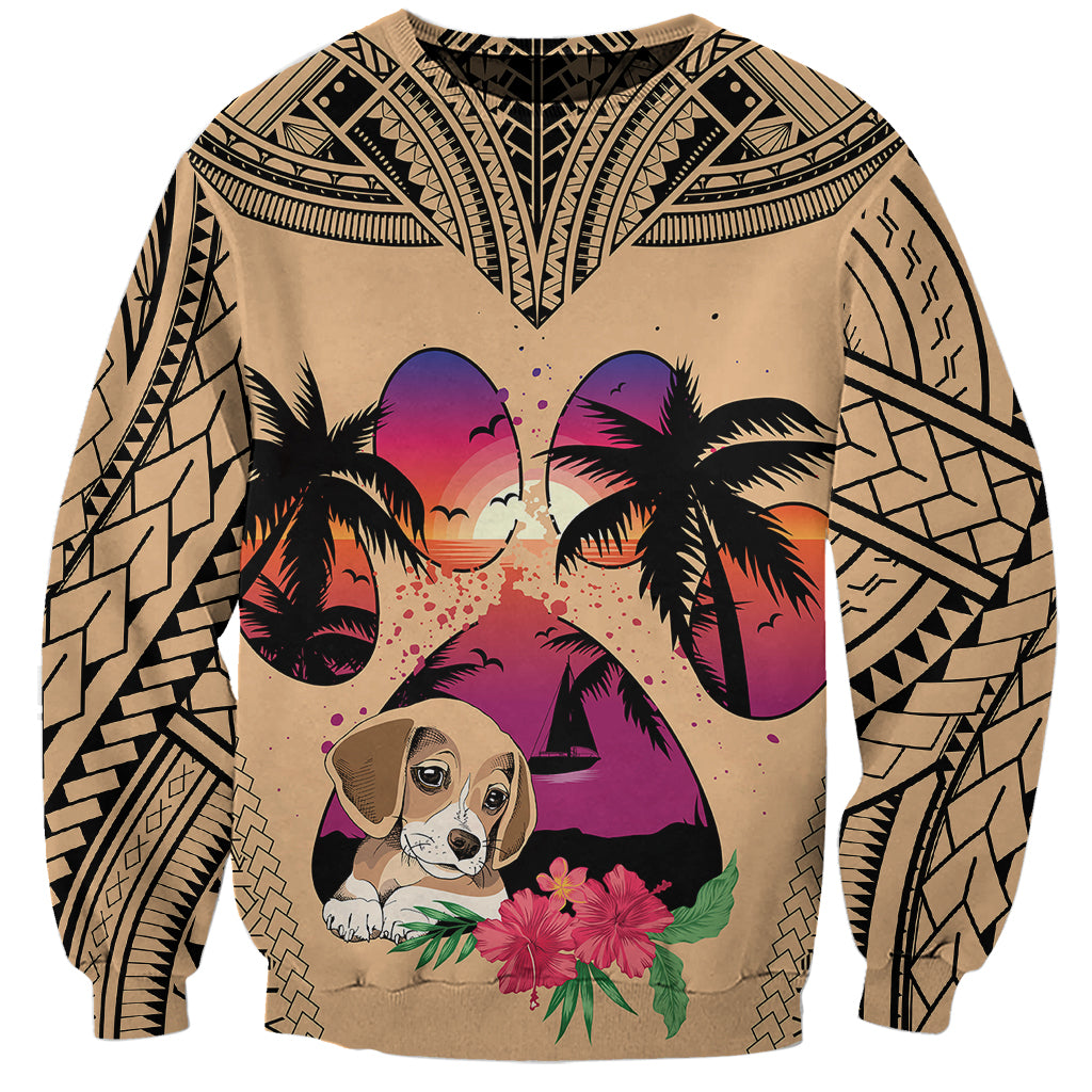 Personalised Polynesian Sweatshirt Dog Lover With Beagle - Sunset At The Beach - Wonder Print Shop