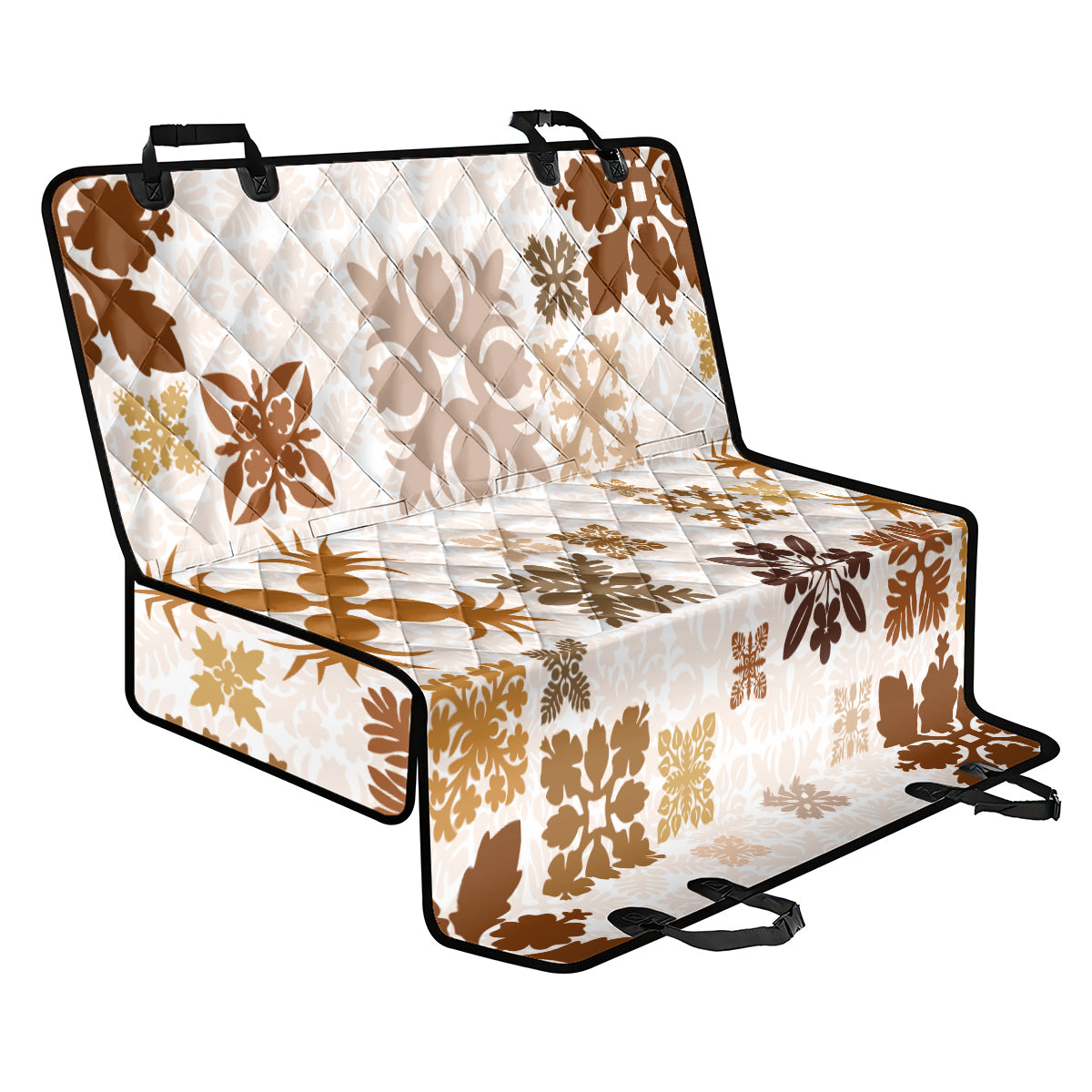 Vintage Hawaii Back Car Seat Cover Hawaiian Quilt Kapa Mismatch Beige LT7 - Wonder Print Shop