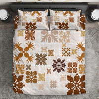Vintage Hawaii Bedding Set Hawaiian Quilt Kapa Mismatch Beige LT7 - Wonder Print Shop