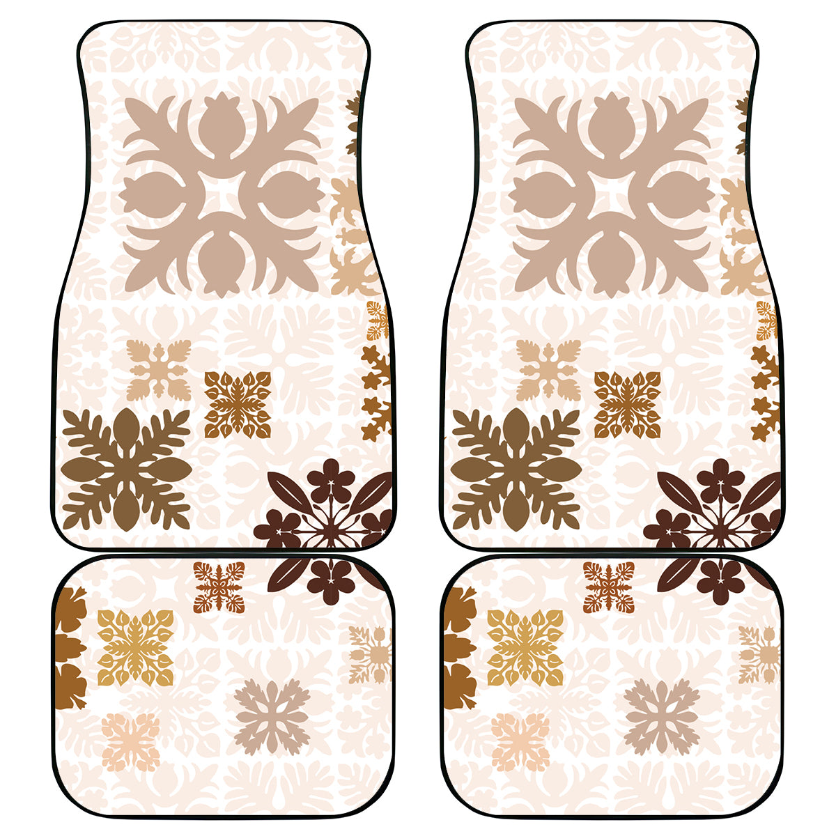 Vintage Hawaii Car Mats Hawaiian Quilt Kapa Mismatch Beige LT7 - Wonder Print Shop