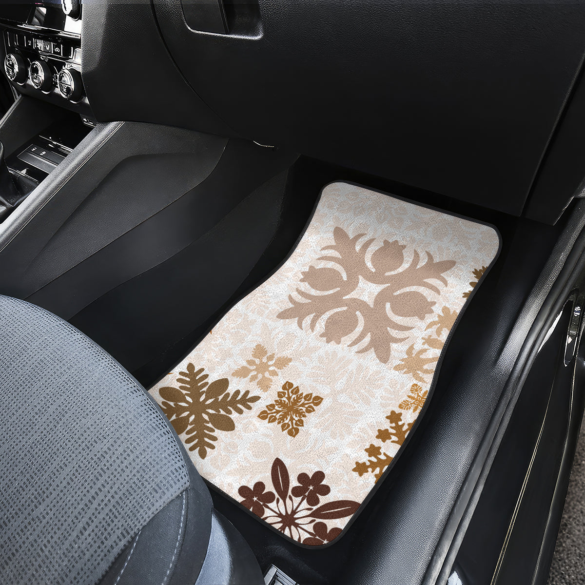 Vintage Hawaii Car Mats Hawaiian Quilt Kapa Mismatch Beige LT7 - Wonder Print Shop