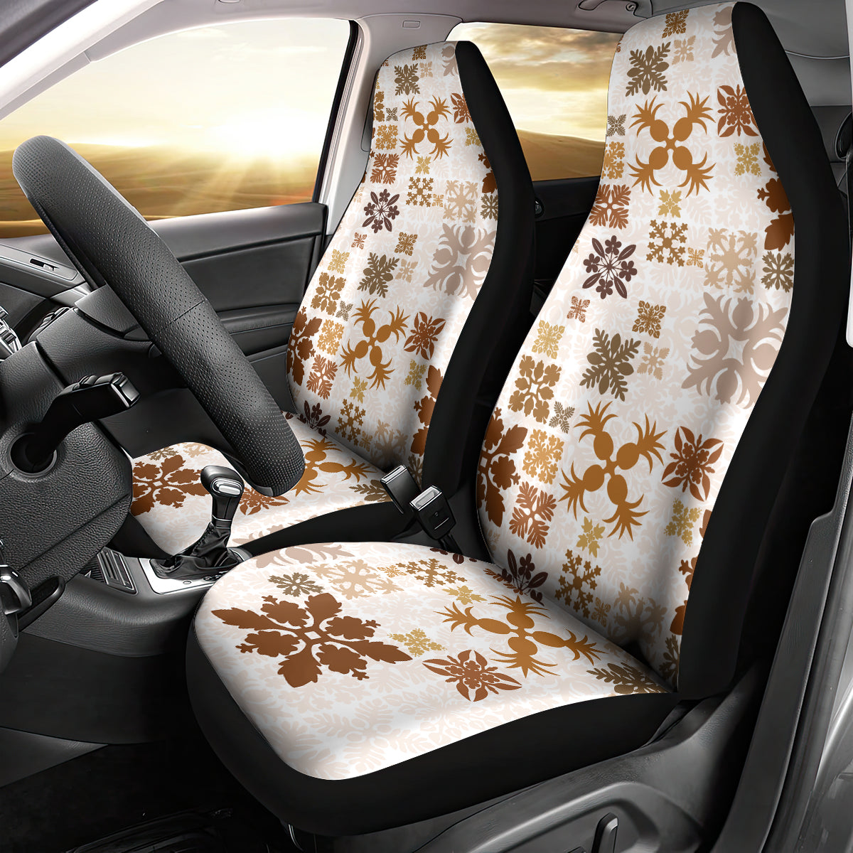 Vintage Hawaii Car Seat Cover Hawaiian Quilt Kapa Mismatch Beige LT7 - Wonder Print Shop