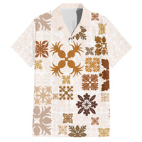 Vintage Hawaii Family Matching Long Sleeve Bodycon Dress and Hawaiian Shirt Hawaiian Quilt Kapa Mismatch Beige LT7 - Wonder Print Shop