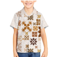 Vintage Hawaii Family Matching Mermaid Dress and Hawaiian Shirt Hawaiian Quilt Kapa Mismatch Beige LT7 - Wonder Print Shop