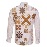 Vintage Hawaii Family Matching Puletasi Dress and Hawaiian Shirt Hawaiian Quilt Kapa Mismatch Beige - Wonder Print Shop