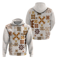 Vintage Hawaii Hoodie Hawaiian Quilt Kapa Mismatch Beige - Wonder Print Shop
