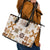 Vintage Hawaii Leather Tote Bag Hawaiian Quilt Kapa Mismatch Beige - Wonder Print Shop