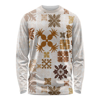 Vintage Hawaii Long Sleeve Shirt Hawaiian Quilt Kapa Mismatch Beige - Wonder Print Shop