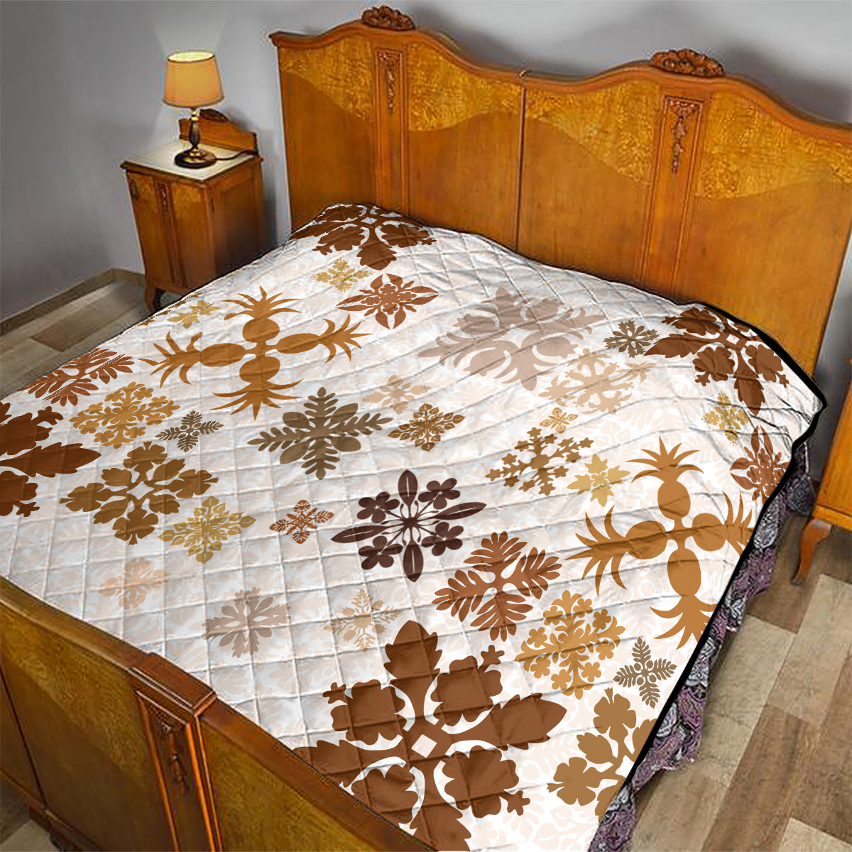 Vintage Hawaii Quilt Hawaiian Quilt Kapa Mismatch Beige - Wonder Print Shop