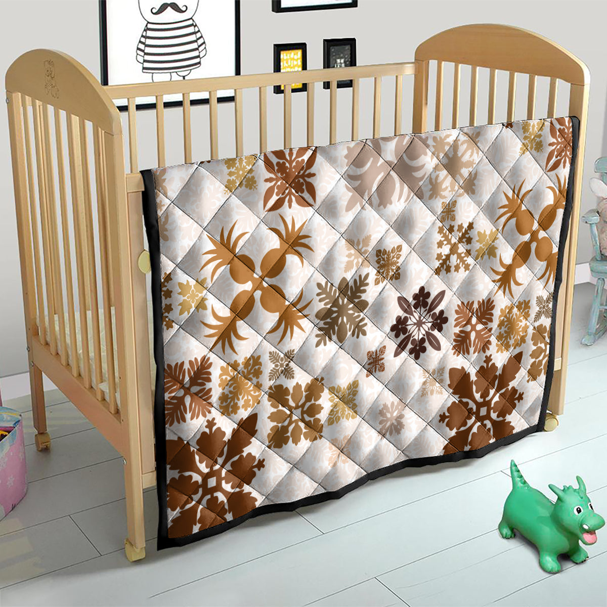 Vintage Hawaii Quilt Hawaiian Quilt Kapa Mismatch Beige - Wonder Print Shop