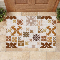 Vintage Hawaii Rubber Doormat Hawaiian Quilt Kapa Mismatch Beige - Wonder Print Shop